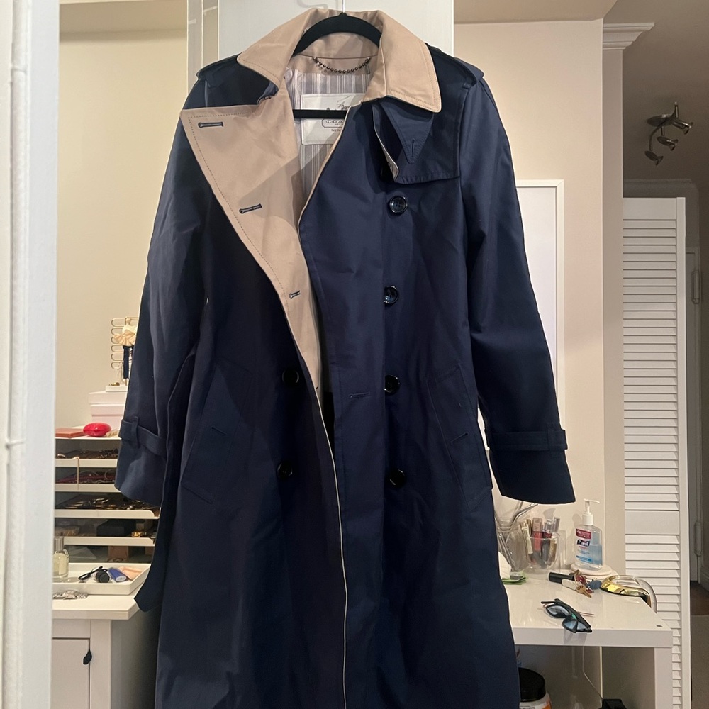 Coach dual color trench coat size M (blue and tan)